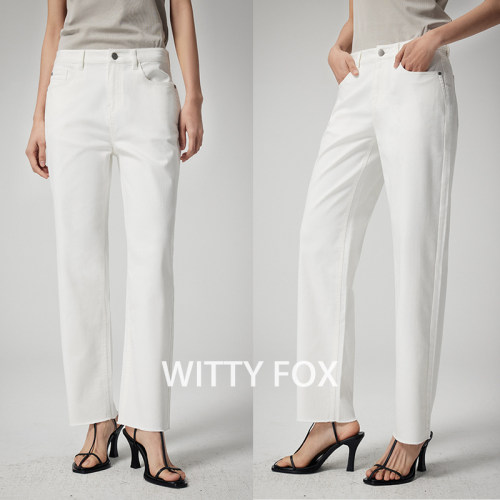 WITTYFOX日本进口蓝色直筒牛仔裤