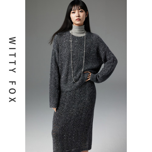 WITTYFOX羊驼毛亮片毛衣