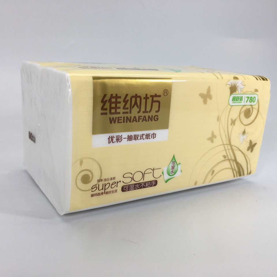 维纳坊优彩抽纸巾餐巾卫生纸可湿水不粘手整件80包中码面巾纸热卖