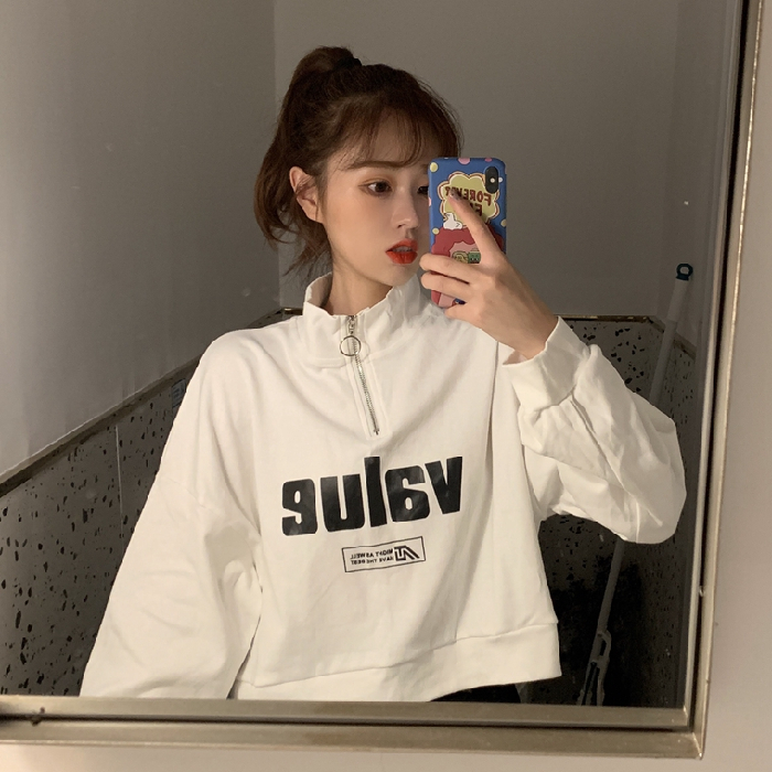 Fall new Korean version of loose half-high collar short-style student long-sleeved ins jacket