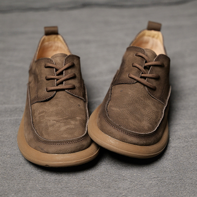 舒适真皮柔软透气宽头大头皮鞋