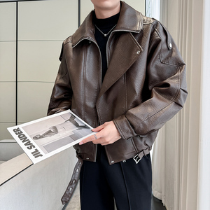 2025秋冬新款男士店主风痞帅皮衣百搭外套7725 加绒P190 单P180图片
