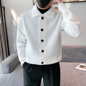 秋冬季开衫毛衣男英伦复古潮纯色针织衫轻奢时尚 6928 P85控135图片
