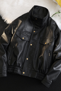 冬加绒皮衣外套男机车服痞帅棉服皮夹克 PY7806 加绒P165常规155图片