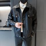 2025新款店主风加绒pu皮夹克男士潮流翻领外套7807P135，男装夹克，星座615（原A358-1）