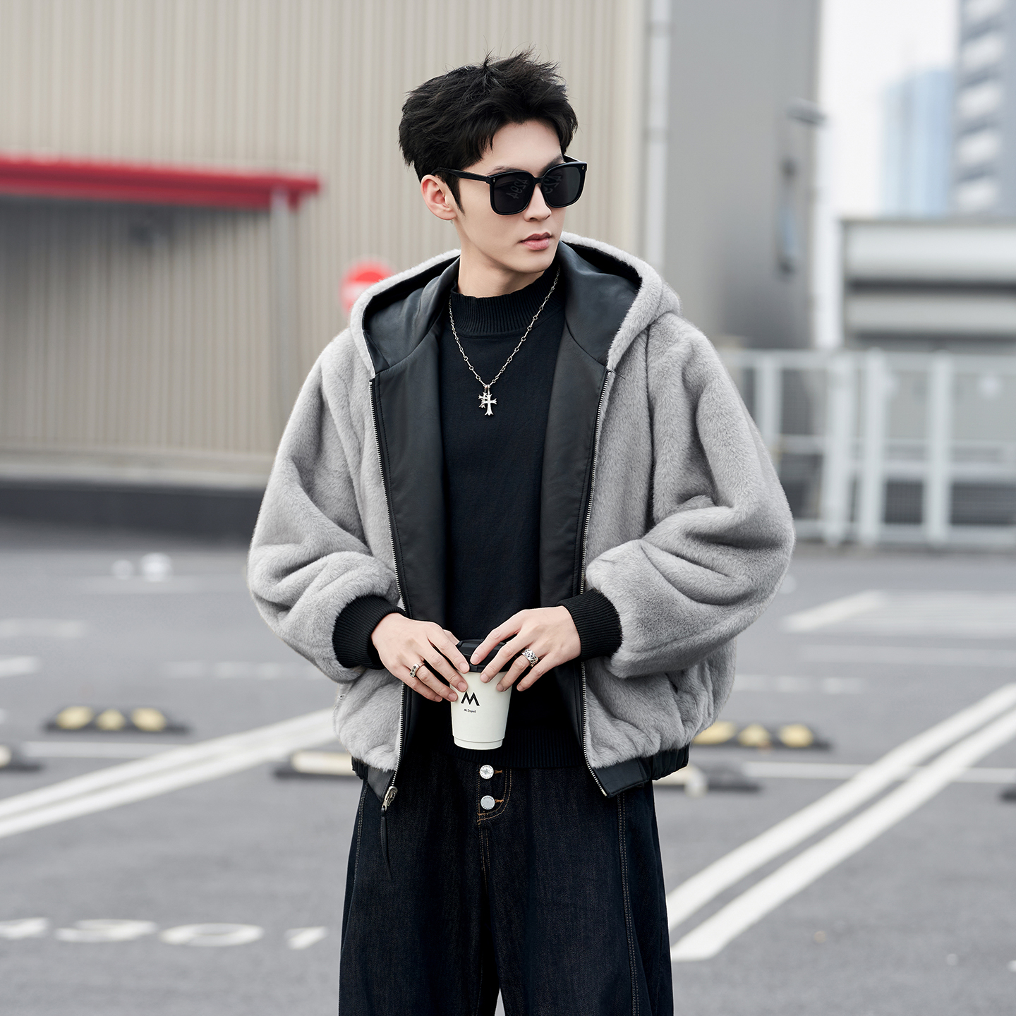 新款美式皮衣复古连帽双面穿皮衣男加厚黑色外套冬季8818P200，男装皮衣，星座615（原A358-1）