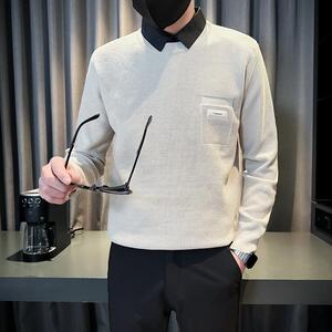 2025秋冬季新款店主风高端奢侈针织假两件毛衣韩版打底5011 P88图片