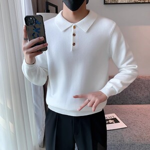 2025店主风秋冬polo领毛衣男简约翻领针织衫痞帅上衣 6952 P55图片