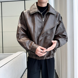 2025秋冬新款男士店主风痞帅皮衣百搭外套7725加绒P190单P180，男装皮衣，星座615（原A358-1）