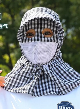 猫眼遮阳防晒帽女夏大帽檐采茶户外太阳帽子遮全脸护颈下地干活帽