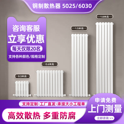 定制丹帝家用钢制暖气片客厅水暖立式壁挂散热片集中供取暖钢二柱