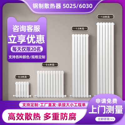 定制丹帝家用钢制暖气片客厅水暖立式壁挂散热片集中供取暖钢二柱
