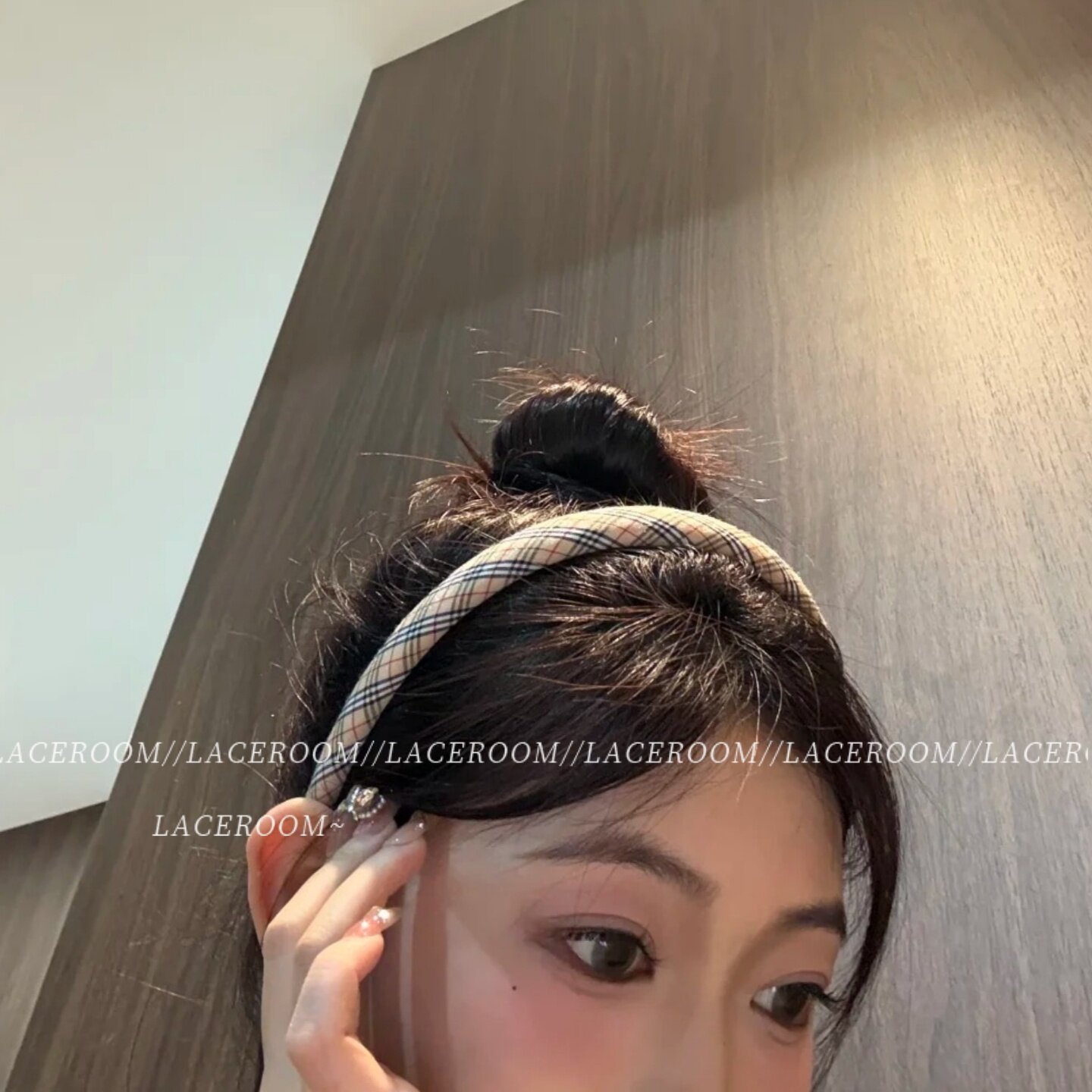 卡其格纹发箍加厚女英伦学院风高颅顶头箍日常外戴百搭春夏发饰品图片