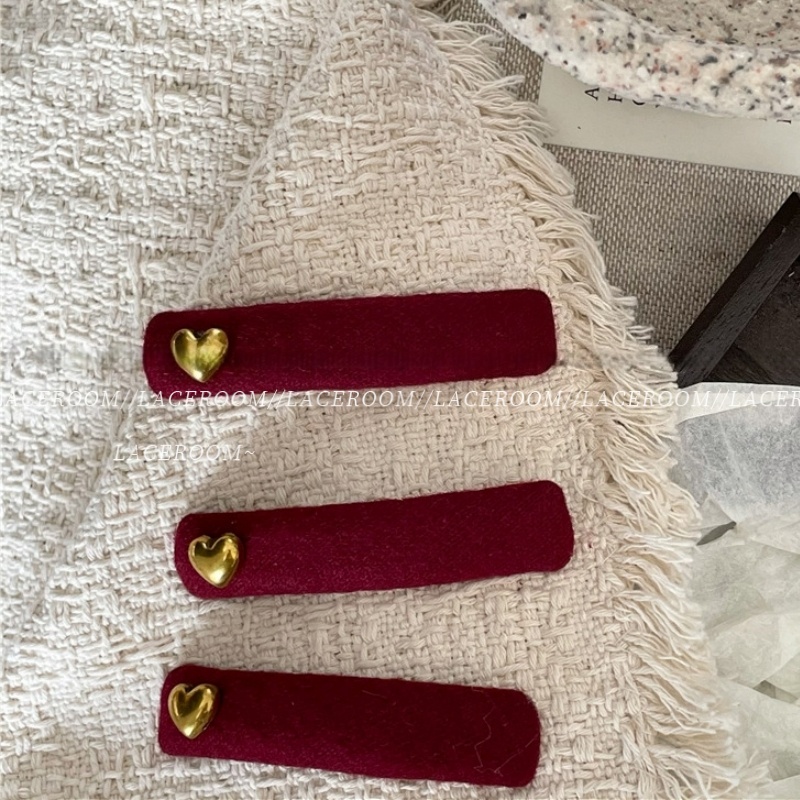 新年红爱心金色发夹女秋冬新款高级感前额刘海碎发侧边掰掰夹头饰