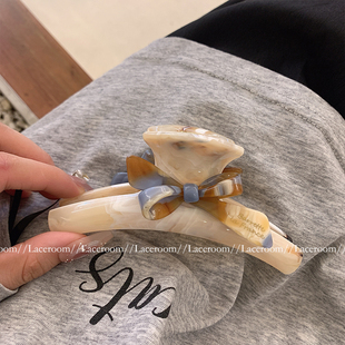 法式 高级质感盘发鲨鱼夹后脑勺发夹发饰 温柔醋酸蝴蝶抓夹2024新款