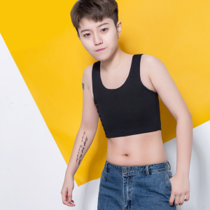 les帅T拉链束胸内衣缩胸无痕透气运动女学生塑胸背心大胸显小超平