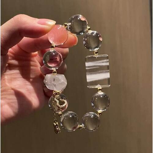 时尚天然牛鼻孔白水晶单珠散珠百搭高品质净体泡泡珠diy配件配饰
