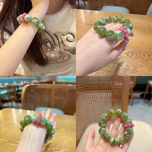 时尚甜美天然青提奶盖岫玉显白手串小众清新手链送朋友送闺蜜礼物