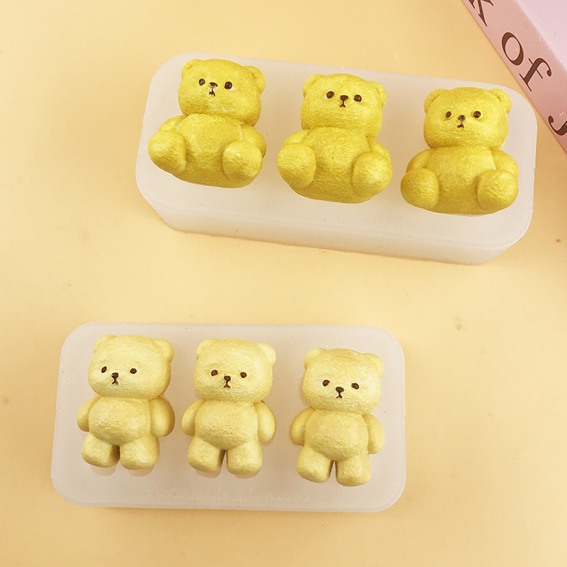 玩偶小熊捏捏硅胶模具diy香薰蜡烛石膏慕斯蛋糕冰激凌食品级模具