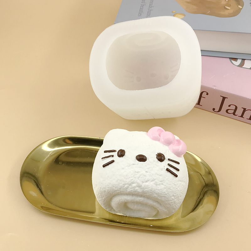 捏捏模具kitty猫馒头卷易脱模食品级硅胶diy慕斯蛋糕家用烘培模具