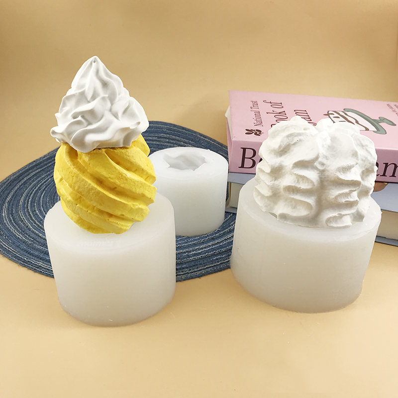 菠萝奶油冰激凌捏捏模具食品级硅胶手工diy香薰蜡烛石膏摆件模具
