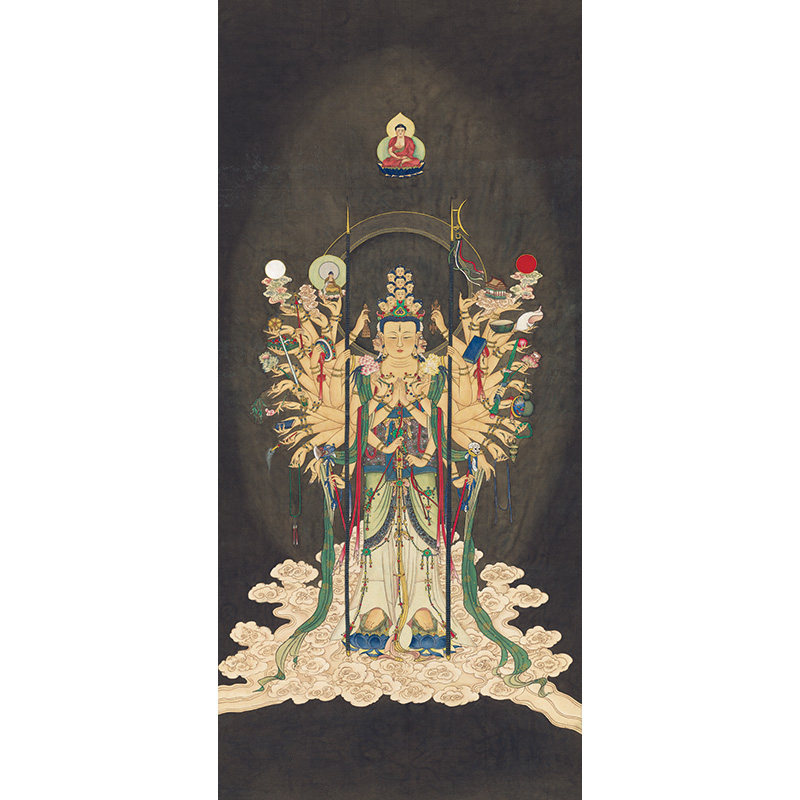 夏荆山观音11佛像菩萨唐卡罗汉国画艺术微喷古代名画复制品装饰画