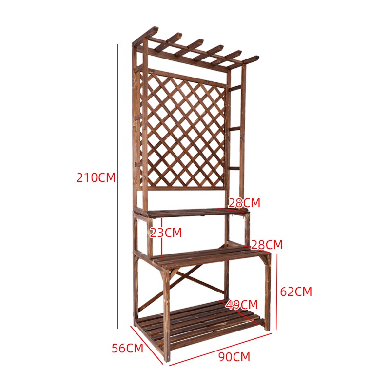 防腐木花架室外花盆架落地式置物架阳台花架子阶梯式多层花架轻o.