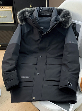 H标、余单！少量现货！ 鹅绒服狐狸毛领中长羽绒服石墨烯发热外套