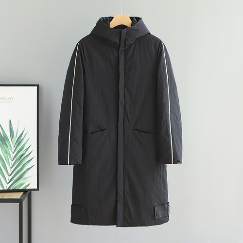 韩版修身中长款连帽羽绒服