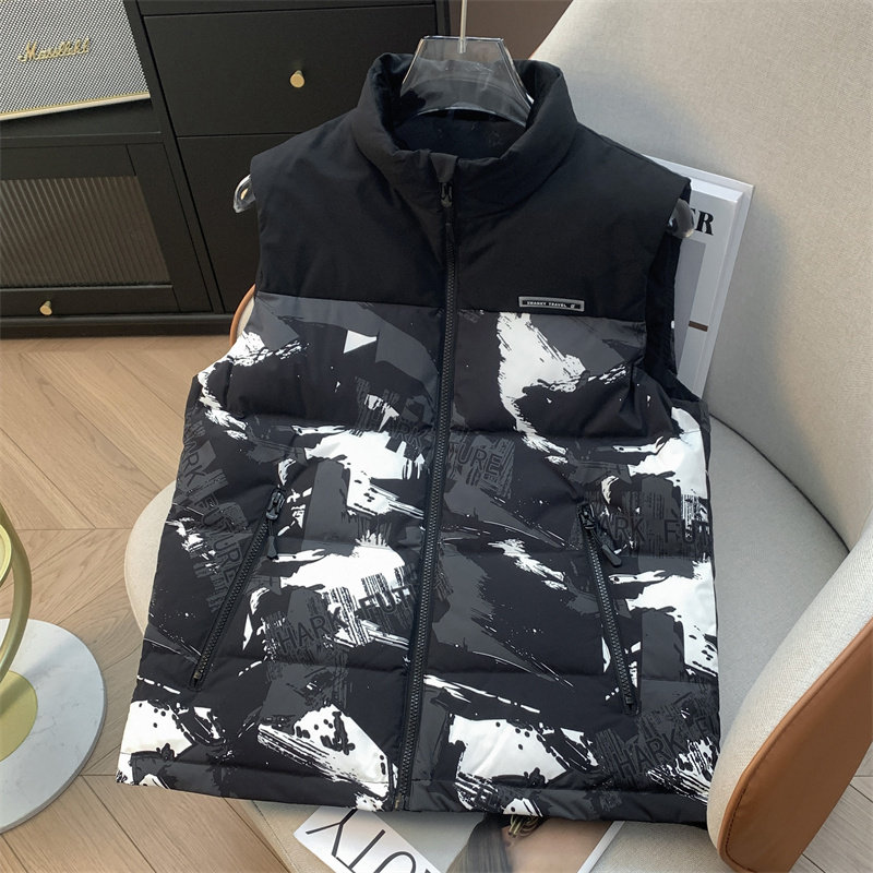 H家、余单！少量现货！90白鸭绒 黑色花纹迷彩无袖马甲羽绒背心男,男装,羽绒马甲,淘宝优惠券,粉丝福利购,淘宝优惠卷