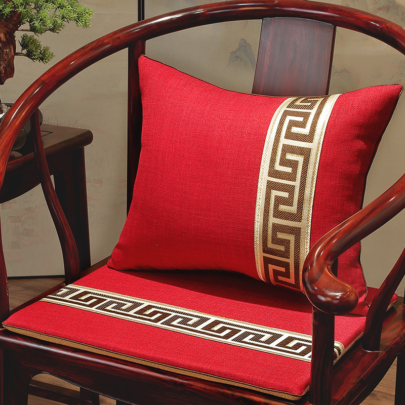 新中式坐垫红木古典家具亚麻圈椅垫太师椅垫官帽椅垫餐椅轻奢坐垫
