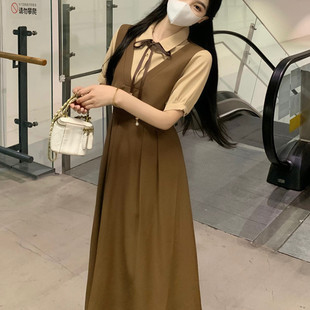 大码微胖mm夏季假两件学生连衣裙高中生女孩礼服长裙教师面试裙子