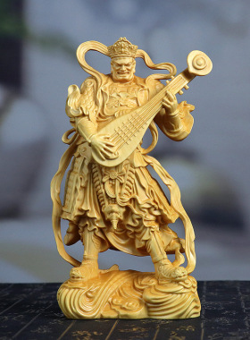 黄杨木雕四大天金刚守门神摆件风调雨顺木质佛像家居装饰品