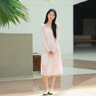 新款 记忆 女2024夏季 起点开衫 碎花高腰甜美裙子两件套 吊带裙套装