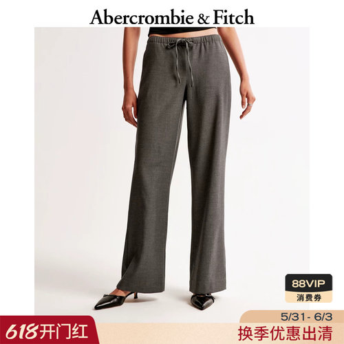 休闲时尚通勤百搭抽绳松紧阔腿裤