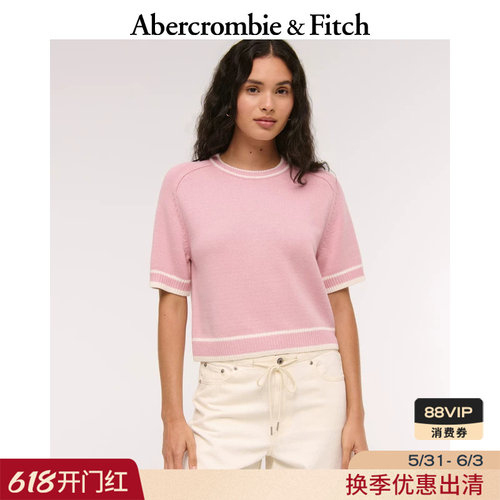 AF美式复古舒适时尚百搭经典短袖针织衫上衣25秋季女装150-5295