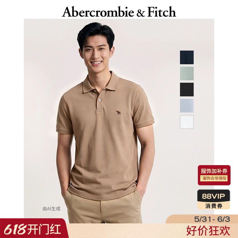 AF经典小麋鹿图案美式复古通勤百搭短袖POLO衫26春夏男装124-6035