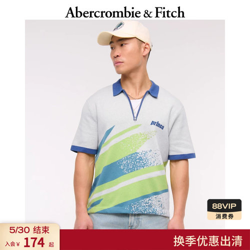 舒适拉链撞色POLO衫短袖T恤
