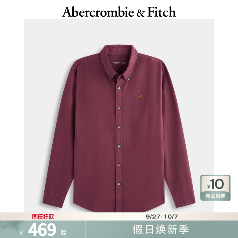 AF经典小麋鹿图案男装25秋季新款美式修身牛津长袖衬衫125-5225