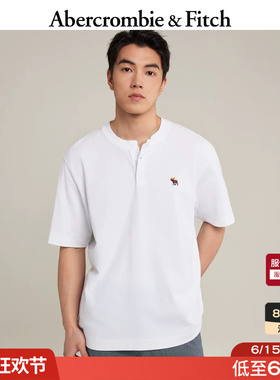 AF小麋鹿图案美式白色多色亨利纯棉重磅T恤26夏男装124-6806