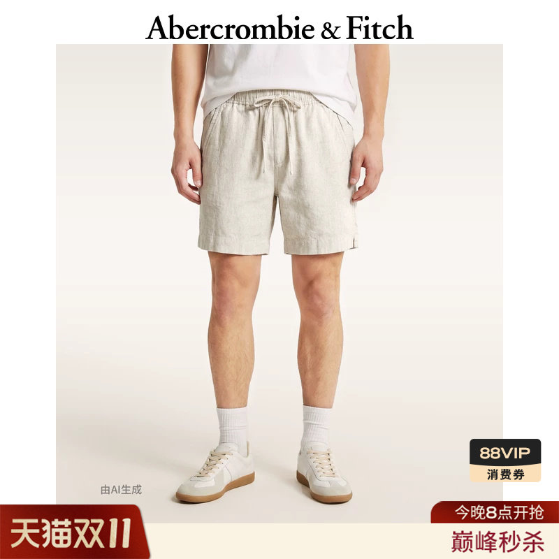 AF美式复古经典舒适休闲含亚麻五分裤短裤26夏男装128-6176