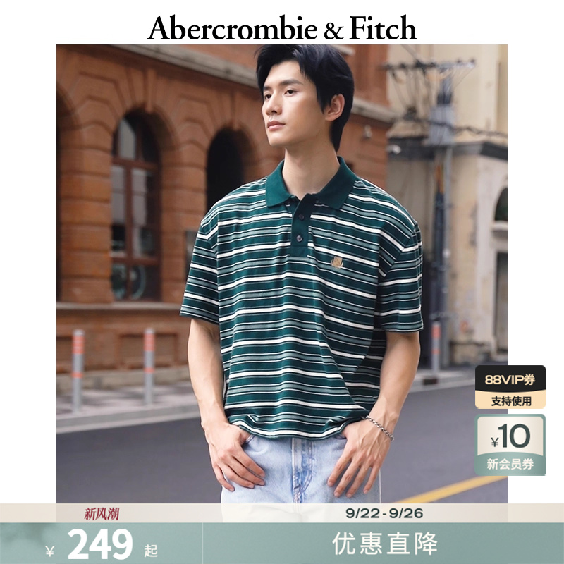 【重磅POLO】AF男装25夏季美式条纹棉质Polo衫短袖T恤KI124-5570