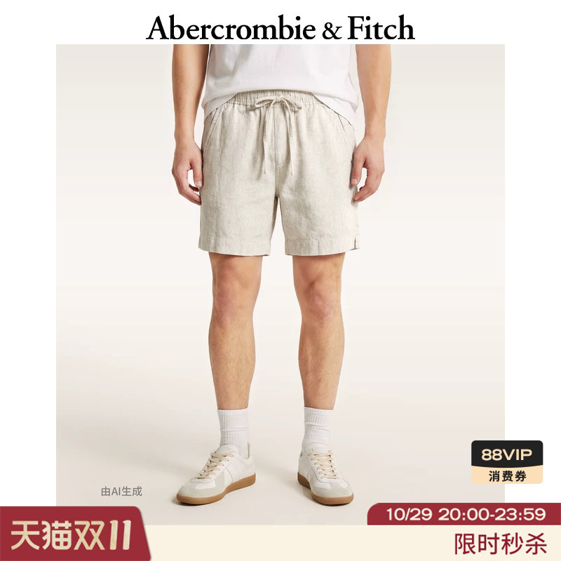 AF美式复古经典舒适休闲含亚麻五分裤短裤26夏男装128-6176