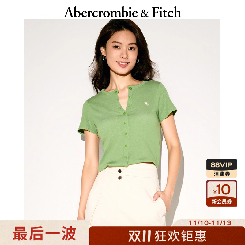 AF经典小麋鹿图案女装25夏季美式chic甜辣修身短袖T恤139-5569