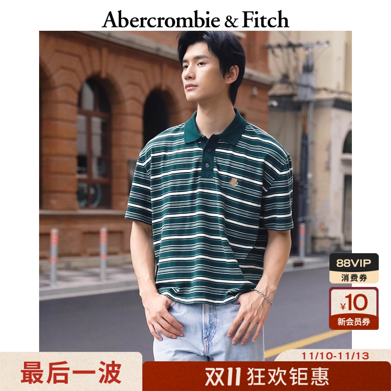 【重磅POLO】AF男装25夏季美式条纹棉质Polo衫短袖T恤124-5570
