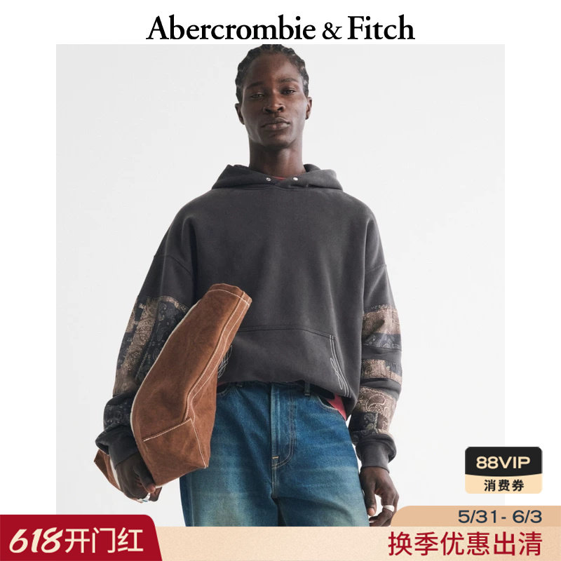 AF美式抓绒复古落肩长袖套头连帽卫衣25秋冬男装122-5587