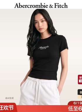 AF美式复古LOGO修身黑色多色短袖T恤上衣26夏秋新款女装157-26002