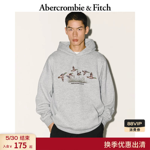 AF美式时尚潮流百搭舒适抓绒连帽卫衣上衣25秋冬男装122-5669