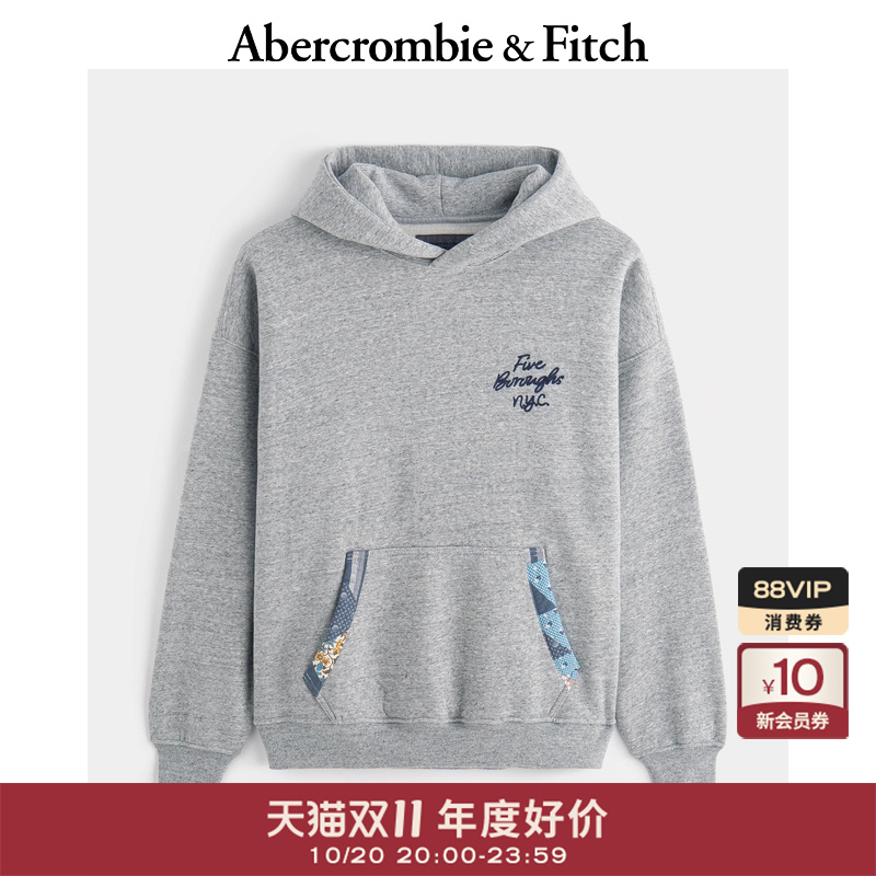 抓绒美式复古宽松落肩连帽卫衣