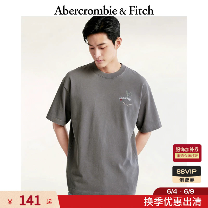 AF美式情侣重磅棉质LOGO创意图案短袖T恤上衣26春夏男装123-6047
